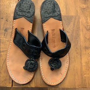 Jack Rogers semi heel in black leather